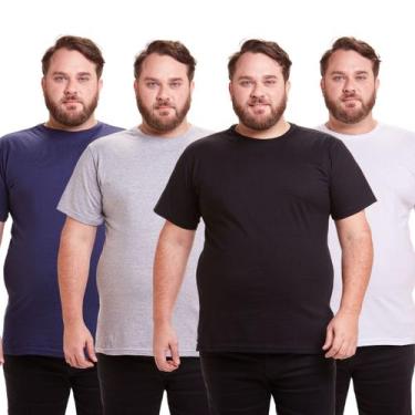 Imagem de Kit 4 Camisa Masculina Básica Plus Size - Daze Modas, Preto branco cin