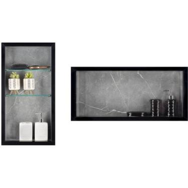 Imagem de Nicho Em Porcelanato Para Banheiro E Nicho com Prateleira De Vidro - K