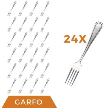 Imagem de Jogo Restaurante 24 Pçs Garfo Inox Reforçada Casa / Bar - Em casa tem,