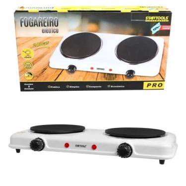 Imagem de Fogão Elétrico Portátil 2 Bocas, 2000W, 127V, Controle de Temperatura Individual, Compacto para Cozinha e Camping