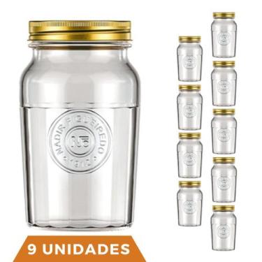 Imagem de 9 Potes Vidro Americano Rosca Alimentos 1,5L Vintage Nadir - NADIR FIG