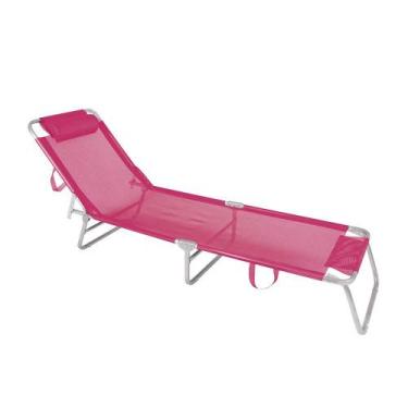 Imagem de Cadeira Espreguiçadeira 4 Posições Alumínio Piscina Praia  - Mor, Rosa