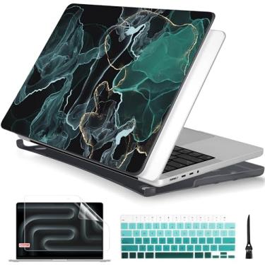 Imagem de Batianda Capa para MacBook Pro 16 polegadas 2024 M4 2023 2021 versão modelo A3403/A2991/A2485 com chip M3 M2 M1 Pro/M1 Max, capa rígida de plástico com capa de teclado e protetor de tela, (tinta verde