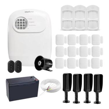 Imagem de Kit Alarme Híbrido Intelbras ANM 24 NET com 17 Sensores, Barreira e Pe