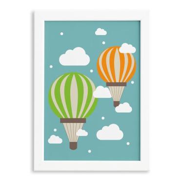 Imagem de Quadro Infantil para Quarto de Bebê Balões e Nuvens 22x32c - Quartinho
