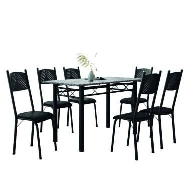 Imagem de Conjunto De Mesa Sala de Jantar Sara Com 6 Cadeiras Tubular Granito 1,40m Artefamol