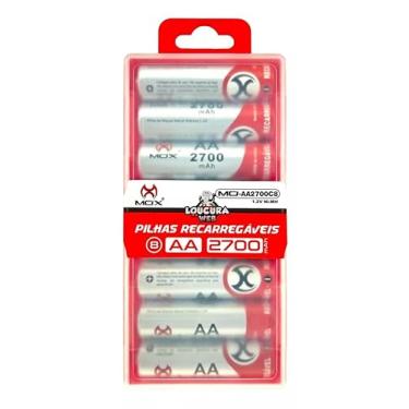 Imagem de Pilhas AA Recarregáveis MOX, 2700mAh, Kit com 8 Unidades e Case