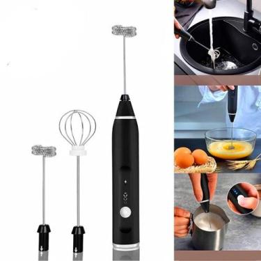 Imagem de Mixer Misturador 2 Em 1 Mexedor Elétrico Inox Leite Whey Café Recarreg