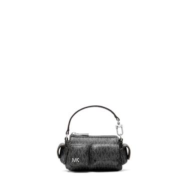 Imagem de Michael Kors Pingente Dakota Bolsa, Ferragens prateadas/Sarja revestida com assinatura Tonal MK/Preto