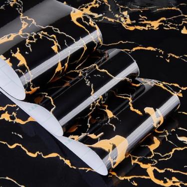 Imagem de Yiwixi Papel de contato de mármore para bancadas, papel de parede de mármore, papel de parede fosco para descascar e colar, filme de vinil de granito autoadesivo removível, rolo à prova d'água