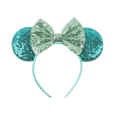 Imagem de Tiara De Orelhas De Rato Com Lantejoulas E Laço Para Meninas Com Pérol