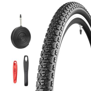 Imagem de MAKELEN Pneu de bicicleta de cascalho 700x40c de alto desempenho projetado para uso versátil em estradas pavimentadas, caminhos de cascalho e trilhas off-road leves (1 pneu e 1 tubo (preto), 700 x 40