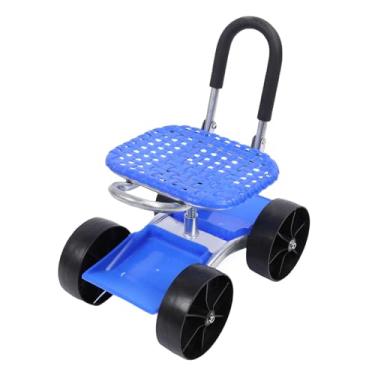 Imagem de Luocute Jardim Carrinho Rolamento Trabalho Assento Com Rodas, 360 Graus Rotatable Altura Ajustável Ergonômico Encosto para Jardinagem Plantio Escavação Quintal Gramado