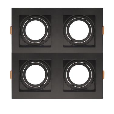 Imagem de Spot De Embutir Quadrado Recuado Quadruplo Par 20 Direcionável Preto