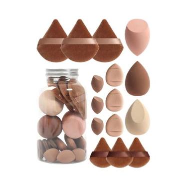 Imagem de Conjunto De 15 Esponjas De Maquiagem Mini Beauty Blender Puff Com Jarr