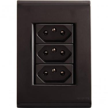 Imagem de Conjunto Tramontina 4x2 Com 3 Tomadas 2p+t 10 A 250 V Liz Grafite