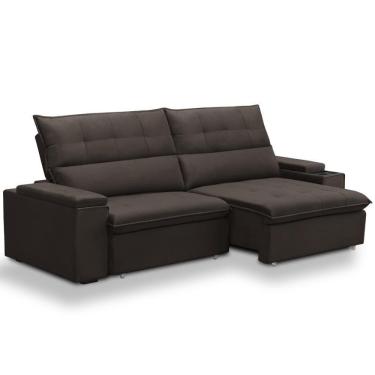 Imagem de Sofá Retrátil Reclinável Para Sala 3 Lugares 250cm Niels F04 Veludo Marrom Escuro - Lyam Decor