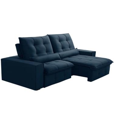 Imagem de Sofá Retrátil Reclinável Para Sala 3 Lugares 230cm Curie F04 Veludo Azul - Lyam Decor