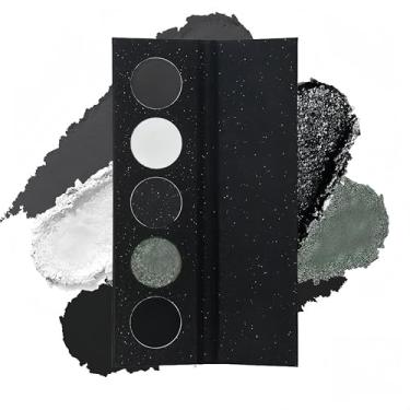 Imagem de MAEPEOR Paleta de sombras de olhos em 5 cores, preto, fosco, fosco, brilhante, altamente pigmentada, paleta de sombras de olhos acastanhada em tons frios (cor 04)