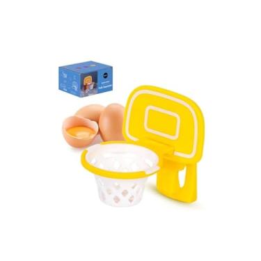 Imagem de JANKOW Separador de ovos fofo de cesta de basquete, filtro de gema de ovos em forma de aro de basquete, design de argola de basquete, separador de ovos para assar e cozinhar (amarelo)