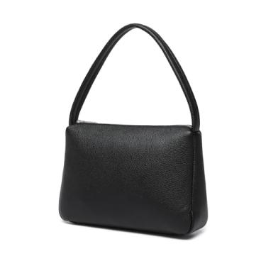 Imagem de YONBEN Bolsa de ombro feminina versátil preta com fecho de zíper design simples e elegante, preta