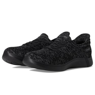 Imagem de Skechers Sapato Oxford feminino sem cadarço com as mãos livres, Swift W/Sock Fit, Preto/cinza, 35