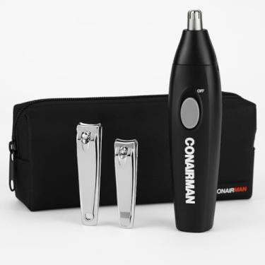 Imagem de Conair Kit de aparador de nariz e orelha masculino - Conjunto de 4 peças com cortadores de unhas e bolsa de armazenamento