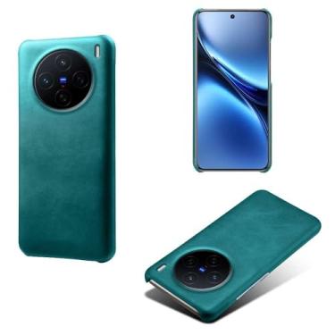 Imagem de Capa para vivo X200 Pro 5G,Proteção contra quedas,Casca de volta de cor sólida simples,Design de couro de imitação de plástico-Green