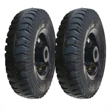 Imagem de Kit 2 Pneus 250x4 Com roda Câmara Carrinho Com rolete Aro 4 - BUFFALO