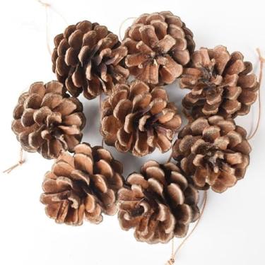 Imagem de Pinhas naturais penduradas, 24 peças, enfeites de outono de árvore de Natal, artesanato rústico de pinhas com cordão de guirlanda de outono, enfeites de árvore de Natal, enchimento de vaso de inverno