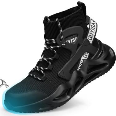 Imagem de Sapatos masculinos de bico de aço para segurança no trabalho, sapatos de construção industrial, botas industriais, tênis de trabalho confortáveis e leves para o trabalho, 0203-preto, 43