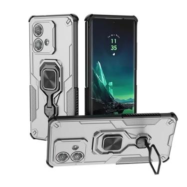 Imagem de SORAKA Capa para Motorola Edge 40 Neo com suporte metálico giratório de 360 graus peça de ferro magnética para suporte magnético para telefone de carro