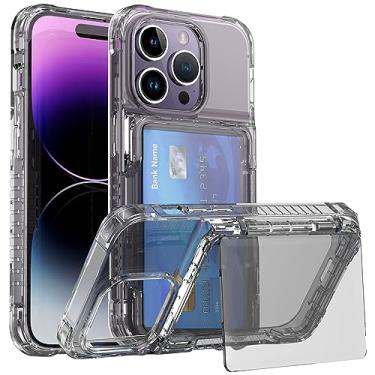 Imagem de SORAKA Capa transparente para iPhone 14 Pro com porta-cartões,capa protetora 2 em 1 em acrílico transparente e TPU macio