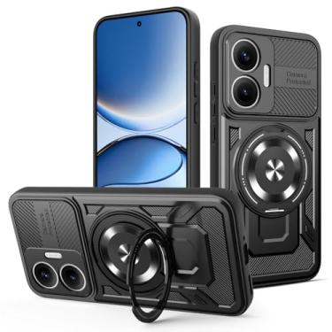 Imagem de Kukoufey Capa compatível com REDMI Turbo 4 Pro, compatível com Xiaomi Poco F7 5G, compatível com MagSafe, suporte magnético giratório de 360 graus, capa para celular preta