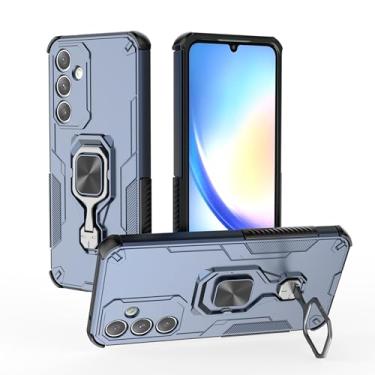 Imagem de SORAKA Capa para Samsung Galaxy A35 5G com suporte de metal rotativo de 360 graus peça magnética de ferro para suporte magnético de telefone para carro azul