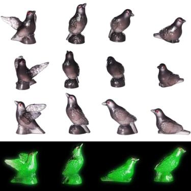 Imagem de Jetec Conjunto de 60 peças de mini figuras luminosas de Halloween que brilham no escuro minúsculo conjunto de bonecos de resina de casa de fadas acessórios de diorama abóbora fantasma pato caveira