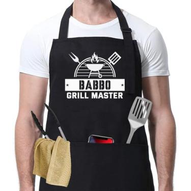 Imagem de Babbo Grill Master Avental - Presentes de cozinha para Babbo Avental de grelhar para ele - Pai - Marido - Masculino - Aventais Grill Master - Aventais de churrasco para Babbo