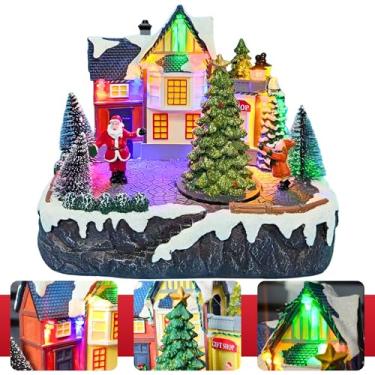 Imagem de Vila Natal Natalina Cenário Com Luz Movimento Decoração Casa Neve Papai Noel Neve