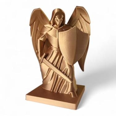 Imagem de Estátua Celestial Anjo Arcanjo Miguel Poderoso Poder Sagrado (Cobre)