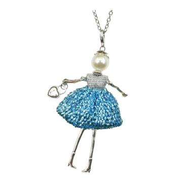 Imagem de OSCCI Colar de boneca de cristal Paris para mulheres, vestido bonito feito à mão com pingente de corrente longa, bijuteria de formatura, Metal, Sem Pedra Preciosa
