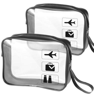 Imagem de Bolsa de higiene pessoal aprovada pela TSA – Pacote com 2 sacos de viagem transparentes para artigos de higiene pessoal, Preto, 2 peças, L