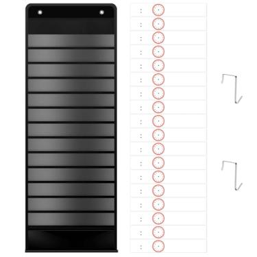 Imagem de ZLHETWT Tabela de bolso para agenda diária, tabela de bolso com 18 cartões apagáveis reutilizáveis, economia de espaço para sala de aula, escritório, casa, pré-escola (preto)