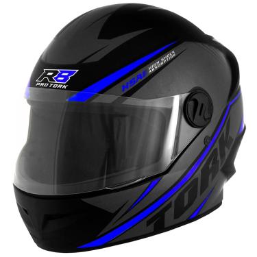 Imagem de Capacete Moto Fechado Pro Tork R8 Preto Azul Tam: 58