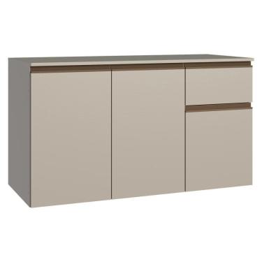 Imagem de Balcão De Cozinha 120 Cm 3 Portas 1 Gaveta Suspenso Nice Madesa Crema