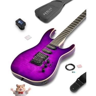 Imagem de Guitarra elétrica Fesley X 39 Solid Body com kit de 6 cordas roxa