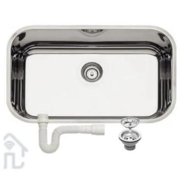 Imagem de Cuba Prime Tramontina Cozinha Aço Inox Lavínia 56x34x17 Alto Brilho Lu