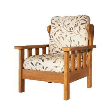 Imagem de Poltrona com Almofadas 100% Madeira Maciça Mogno Mel