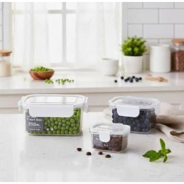 Imagem de Conjunto 3 Pote Hermético Tampas com Travas Quadrado ou Retangular - T
