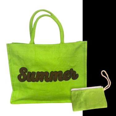 Imagem de Kit Bolsa + Necessaire Casual Praia Verão Zíper Alça Dupla Grande Femi