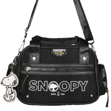 Imagem de Bolsa Snoopy Maletinha Média Feminina Duas Alças SP2849, Preto